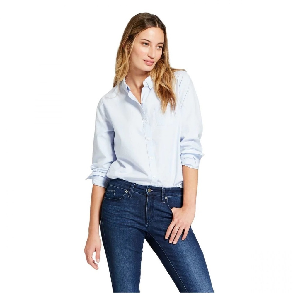 Universal Thread Crisp Blue Linen Button Down Shirt